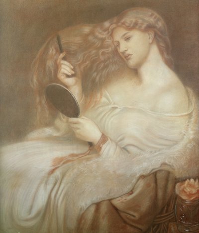 リリス夫人、1867〜68年頃（紙に赤と黒のチョーク） 作： Dante Gabriel Charles Rossetti